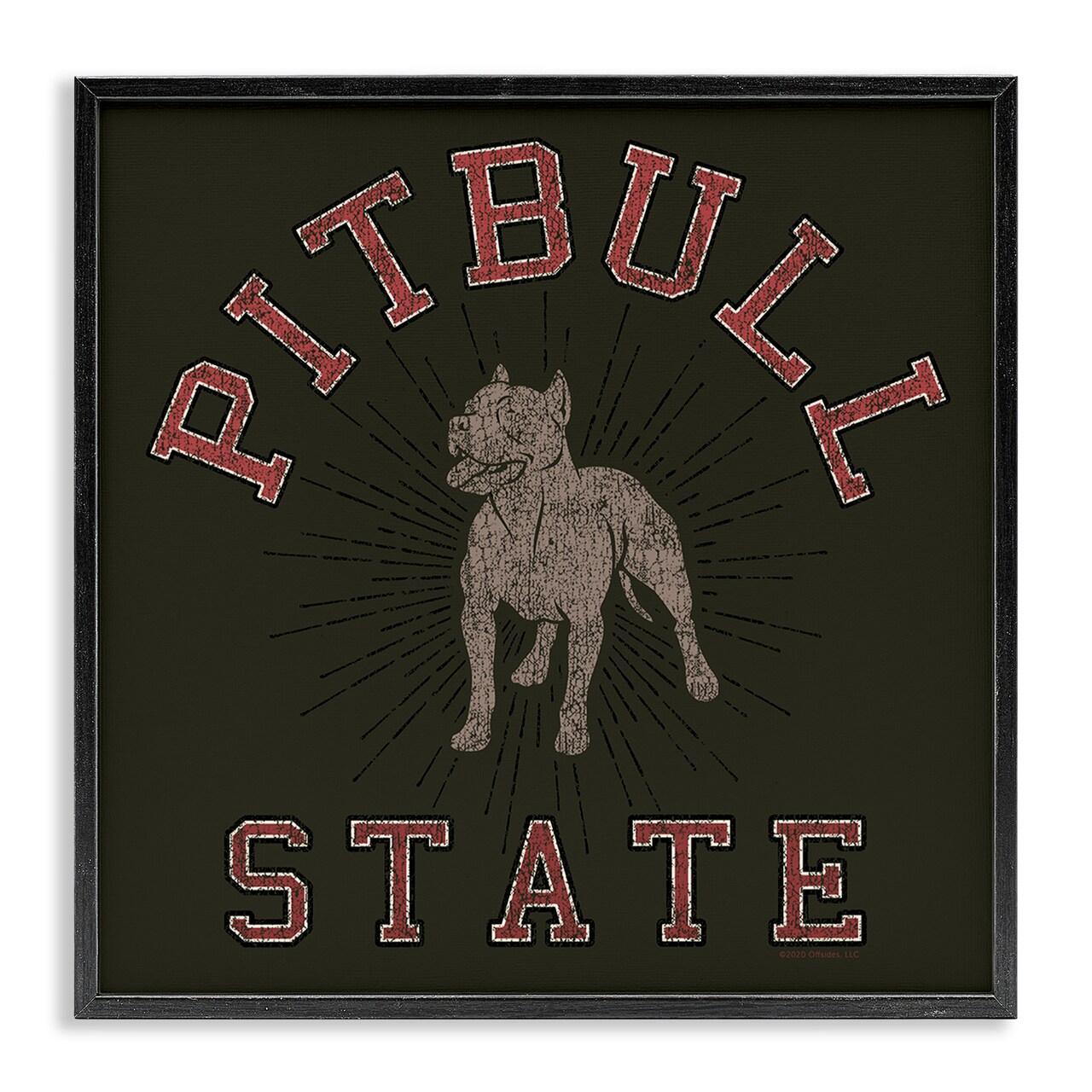 Stupell Industries Vintage Pitbull State Framed Giclee Wall Art Design by Spirit Animals/Life Is High